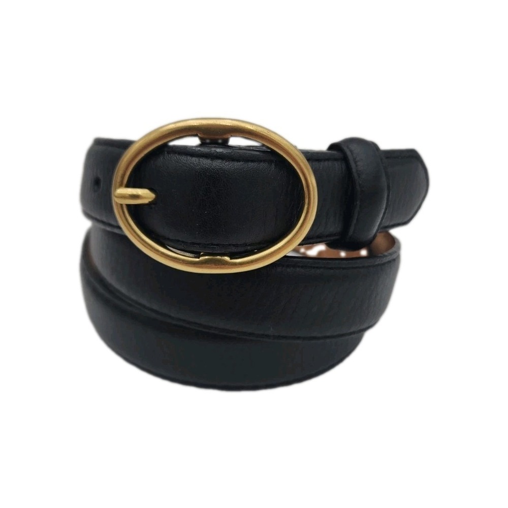ORVIS Skinny Belt Black Bridle Leather, Brass Oval Buckle